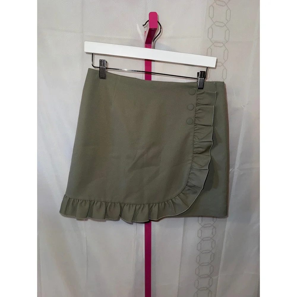 Tory Burch Ruffle Wrap Performance Skort Sage Green Olive Size 6 Golf Tennis